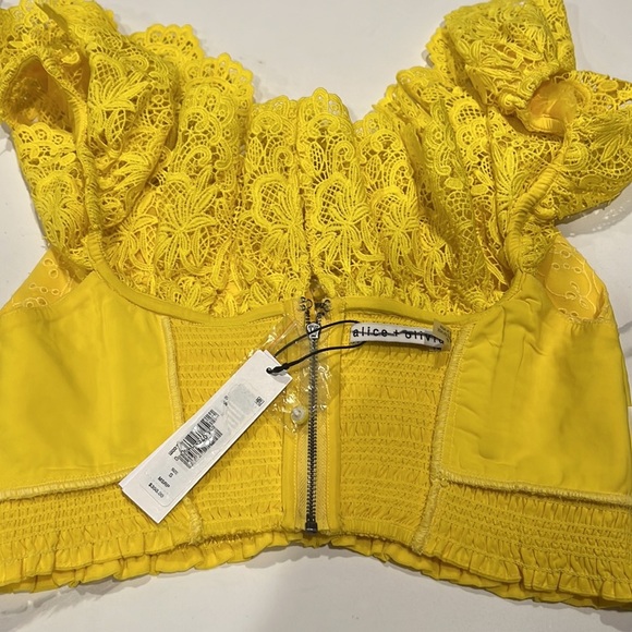 Alice + Olivia Bleeker Ruffled Lace Crop Top - Picture 8 of 9